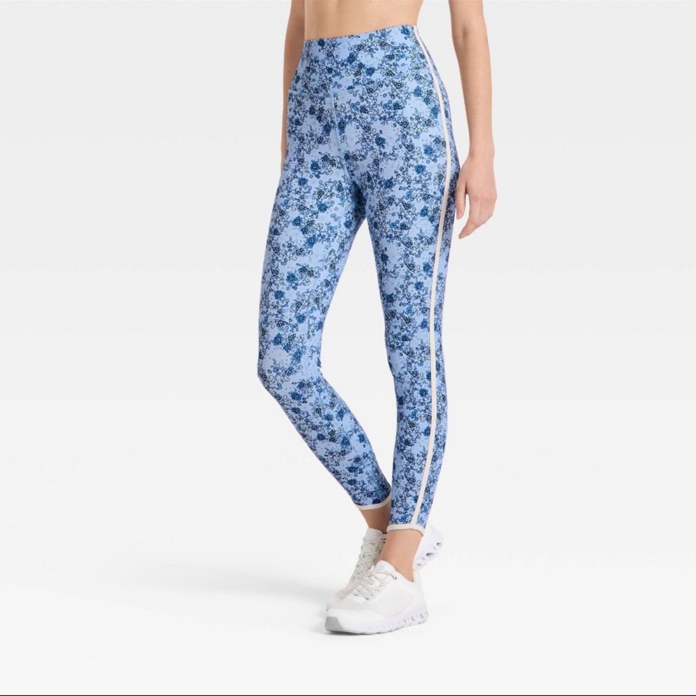 JoyLab™ Women's Floral Print High-Rise Piped Leggings - Blue All Sizes